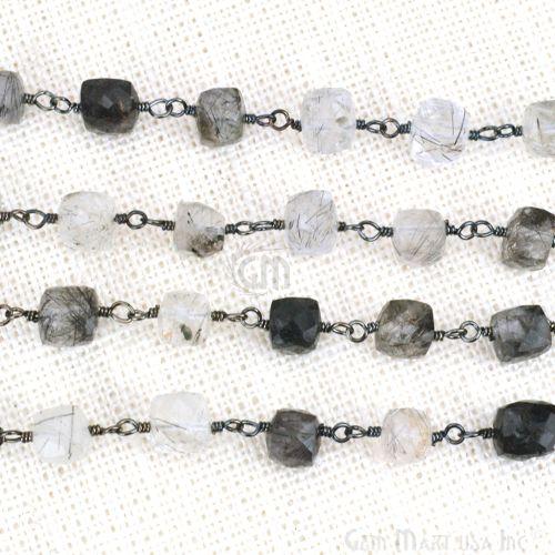 Rutilated Box 7-8mm Oxidized Wire Wrapped Beads Rosary Chain (763597389871)