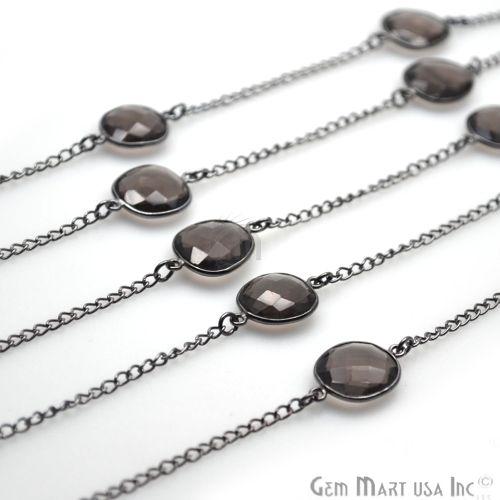 Smoky Topaz 10-15mm Oxidized Bezel Connector Link Rosary Chain (764039823407)