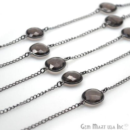 Smoky Topaz 10-15mm Oxidized Bezel Connector Link Rosary Chain (764039823407)