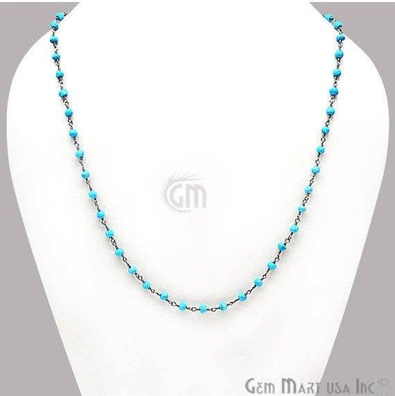 Round Bead Wire Wrapped Necklace Chain (Pick your Gemstone, Plating) - GemMartUSA