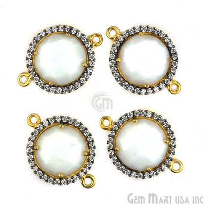 Cubic Zirconia Pave 12mm Round Gold Bail Connector (Choose Gemstone) - GemMartUSA