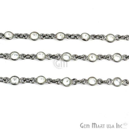 White Zircon 4mm Round Oxidized Continuous Connector Chain (764255928367)