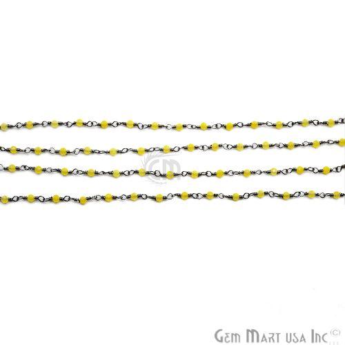 Yellow Chalcedony Oxidized Wire Wrapped Gemstone Beads Rosary Chain (762805682223)