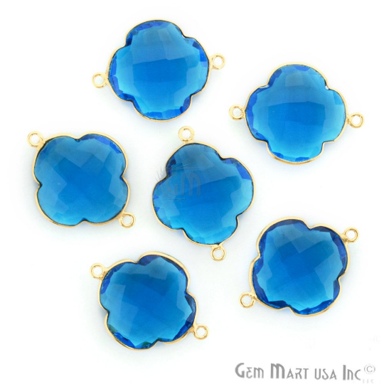 Clover 24x20mm Gemstone Double Bail Gold Bezel Gemstone Connector