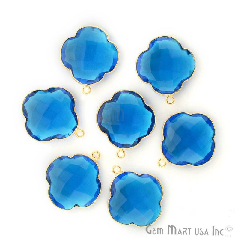 Clover 24x20mm Gemstone Single Bail Gold Bezel Gemstone Connector