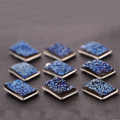 Titanium Druzy 10x20mm Octagon Bezel Gemstone Connector (Pick Your Color, Bail, Plating) - GemMartUSA