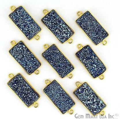 Titanium Druzy 10x20mm Octagon Bezel Gemstone Connector (Pick Your Color, Bail, Plating) - GemMartUSA