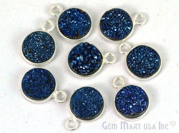 Titanium Druzy 8mm Round Bezel Connector (Pick Color, Bail, Plating) - GemMartUSA