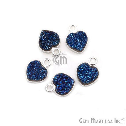 Natural Titanium Druzy 8mm Heart Single Bail Bezel Gemstone Connector (Pick Your Color, Plating) - GemMartUSA