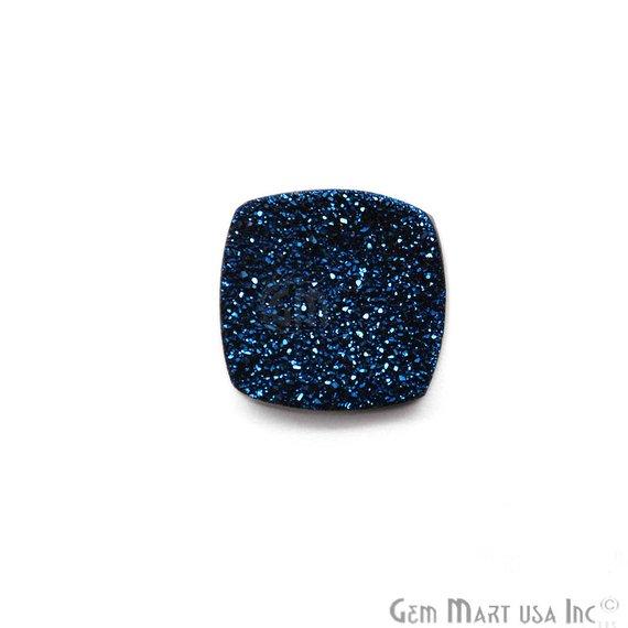 Blue Druzy, Druzy Cabochon, 14mm Cushion Shaped Druzy, Cabochon, Druzy Stone - GemMartUSA