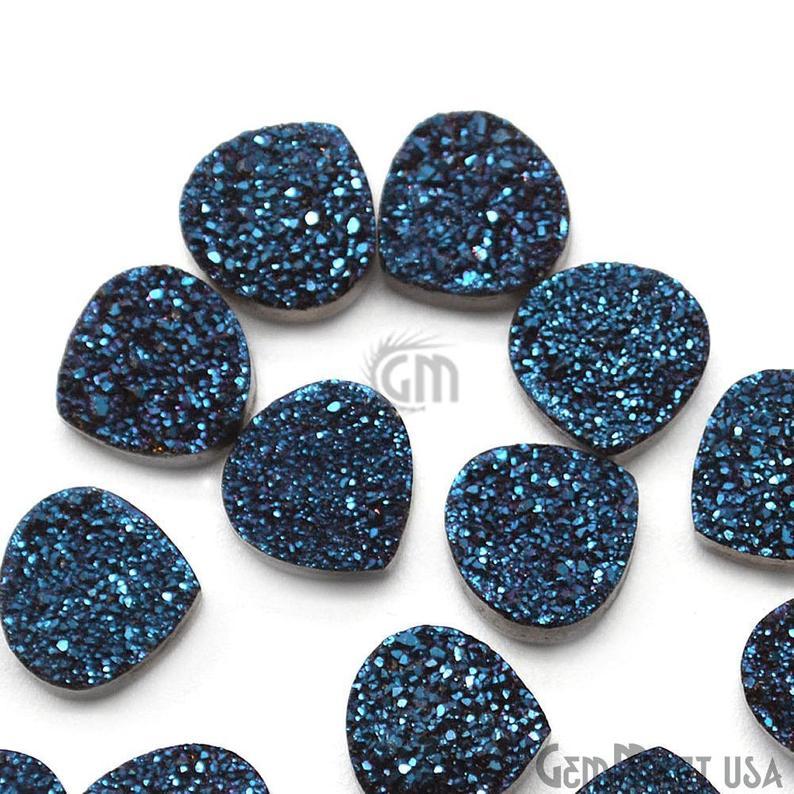 Plain Druzy 10mm Heart Shape Loose Cabochon (Pick Your Color) - GemMartUSA