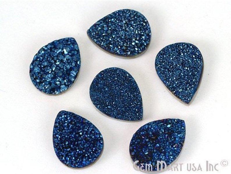 Plain Druzy 12x16mm Pear Shape Loose Cabochon (Pick Your Color) - GemMartUSA