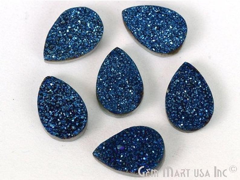 Plain Druzy 8x12mm Pear Shape Loose Cabochon (Pick Your Color) - GemmartUSA