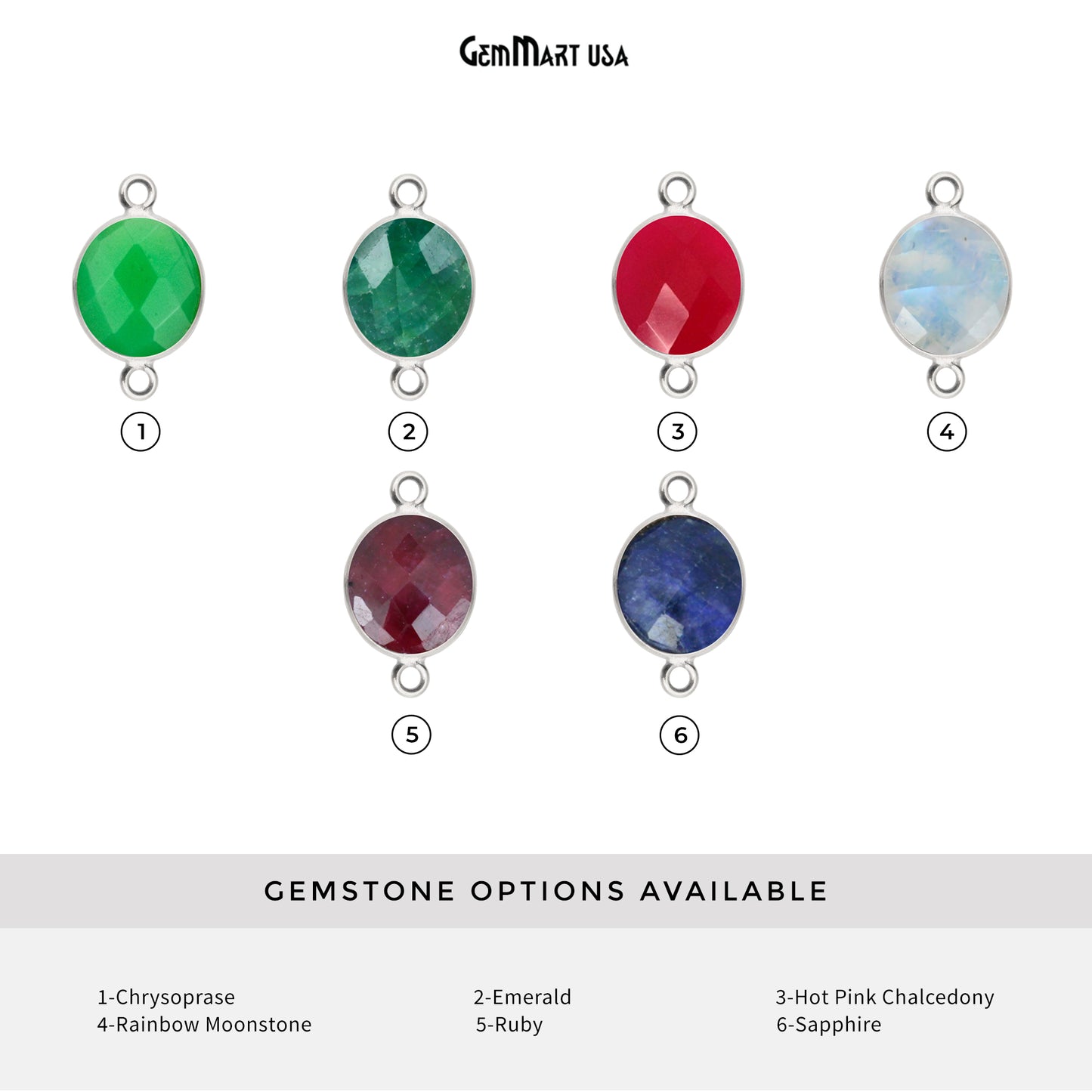 Oval 12x16mm Silver Bezel Double Bail Gemstone Connector