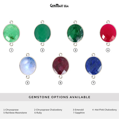 Oval 15x20mm Silver Bezel Double Bail Gemstone Connector