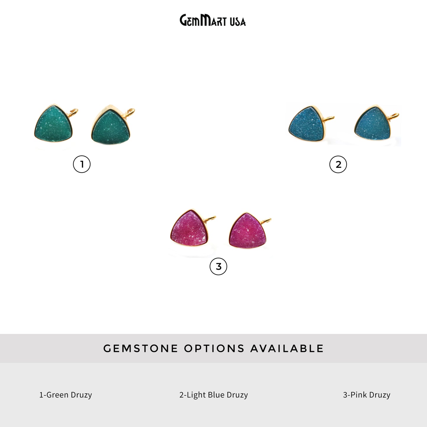 DIY Color Druzy Trillion 10mm Single Bail Connector Stud Earring