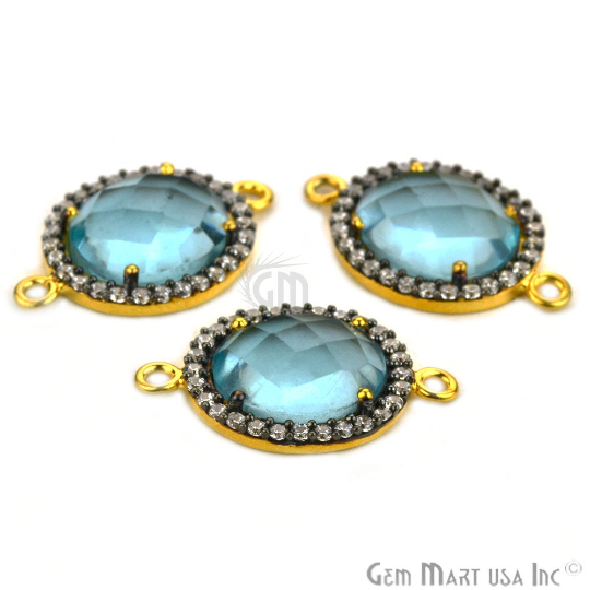 Gemstone 10x12mm Oval Cubic Zirconia Prong Setting Gold Connector (Pick Your Gemstone)