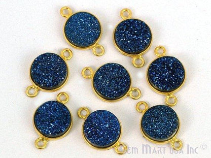 Titanium Druzy 10mm Round Bezel Connector (Pick Color, Bail, Plating) - GemMartUSA