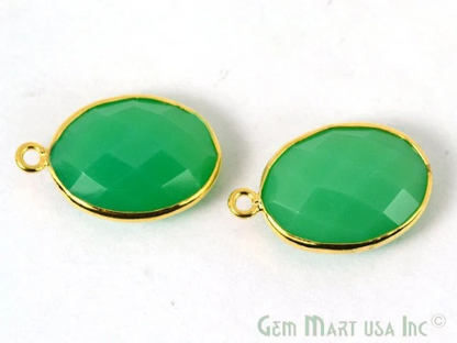 Chrysoprase Chalcedony Oval 12x16mm Gemstone Single Bail Gold Bezel Connector