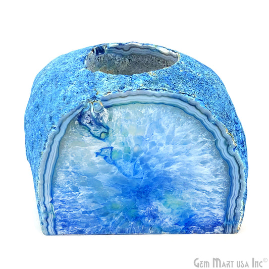 Blue Agate Votive Candle Holder, Cluster Tealight Holder