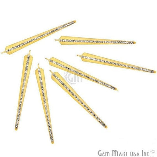 Cubic Zircon Pave 'Spoke' Shape Gold Vermeil Charm for Bracelet Pendants & Necklace - GemMartUSA