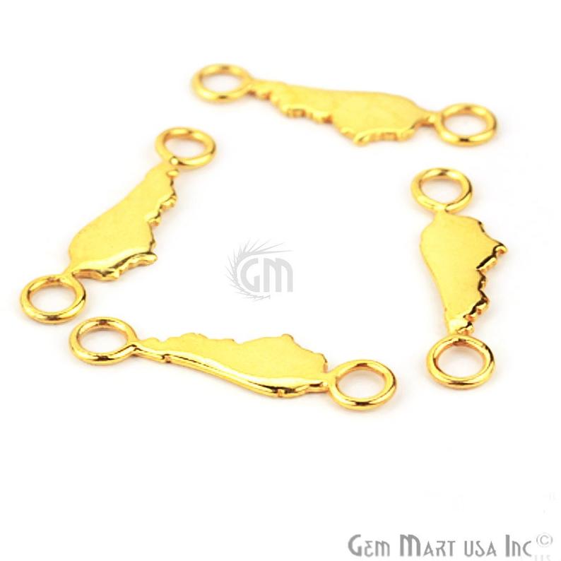 Kentucky Shape 22k Gold Plated Double Bail Station Connector - GemMartUSA