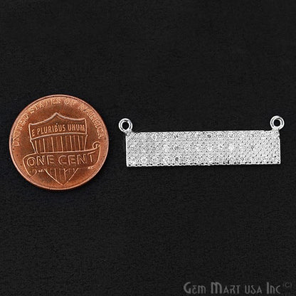 Fashion Jewelry Silver Plated Cz Pave Bar Charms Double Bail Connector Pendant - GemmartUSA