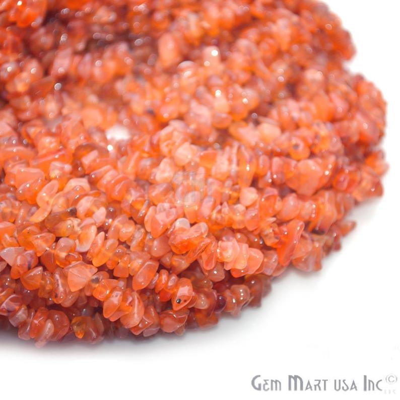 Natural Carnelian Dark Chip Beads Strand-, Semi Precious, Gemstone Rondelle Beads - GemMartUSA