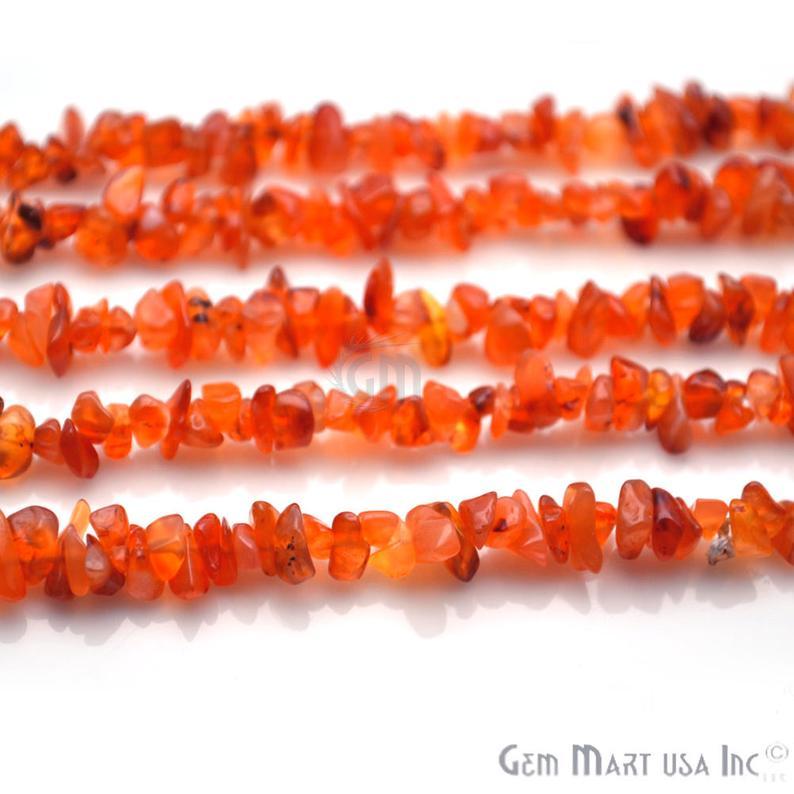 Natural Carnelian Dark Chip Beads Strand-, Semi Precious, Gemstone Rondelle Beads - GemMartUSA