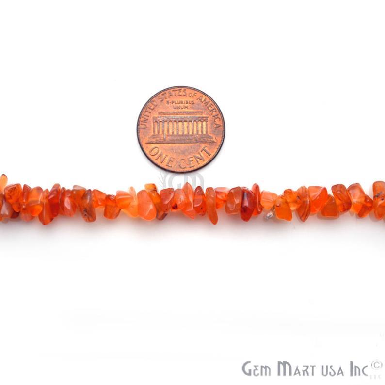 Natural Carnelian Dark Chip Beads Strand-, Semi Precious, Gemstone Rondelle Beads - GemMartUSA