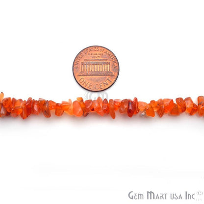 Natural Carnelian Dark Chip Beads Strand-, Semi Precious, Gemstone Rondelle Beads - GemMartUSA