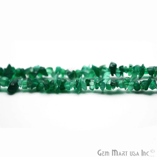 Natural Green Onyx Gemstone Chip Beads, 34 Inch Full Strand (762213761071)