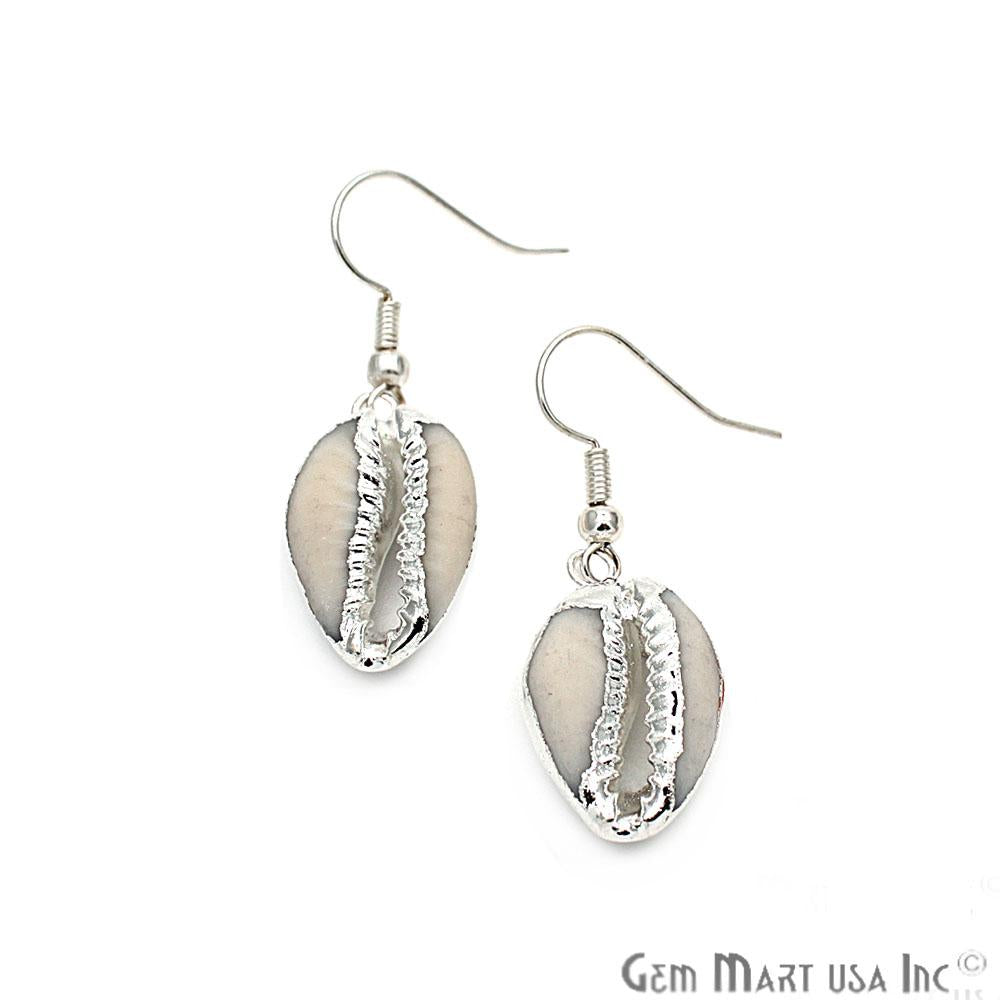 Natural Seashell Earrings, Dangle Hook Earring, Handmade Jewelry, Pick your Plating (CHPR-2) - GemMartUSA