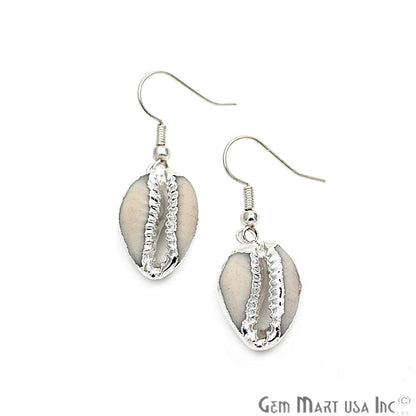 Natural Seashell Earrings, Dangle Hook Earring, Handmade Jewelry, Pick your Plating (CHPR-2) - GemMartUSA