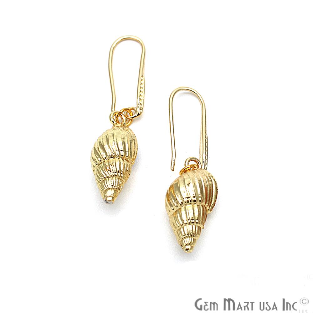 Small Conch Shell Shape Earring, Oxidized Earrings, Conch Gold Plated, Hook Earring (CHPR-50098) - GemMartUSA