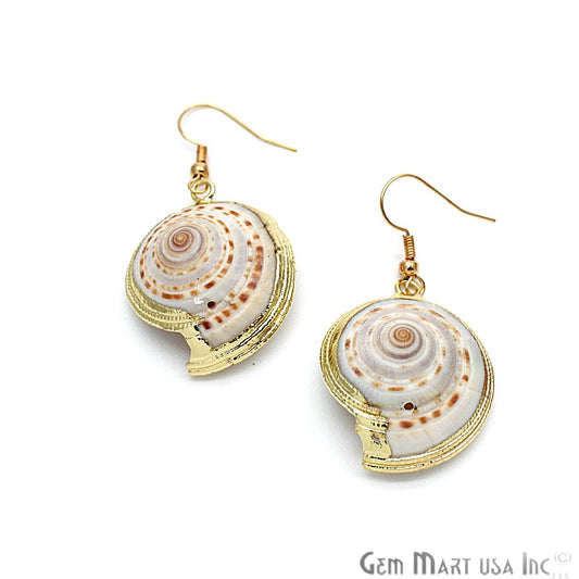 Shell earring, Round Shape, oxidized earrings, gold plated, hook earring (CHPR-50099) - GemMartUSA