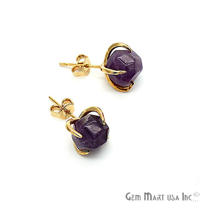 Natural Prong Gold Earring, Gold Plated Prong Setting, Stud Earrings (CHPR-3) - GemMartUSA