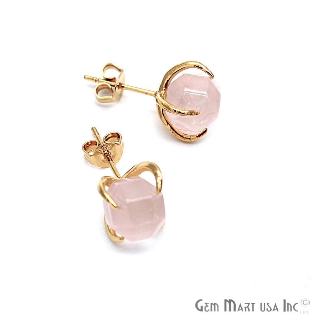 Natural Prong Gold Earring, Gold Plated Prong Setting, Stud Earrings (CHPR-3) - GemMartUSA