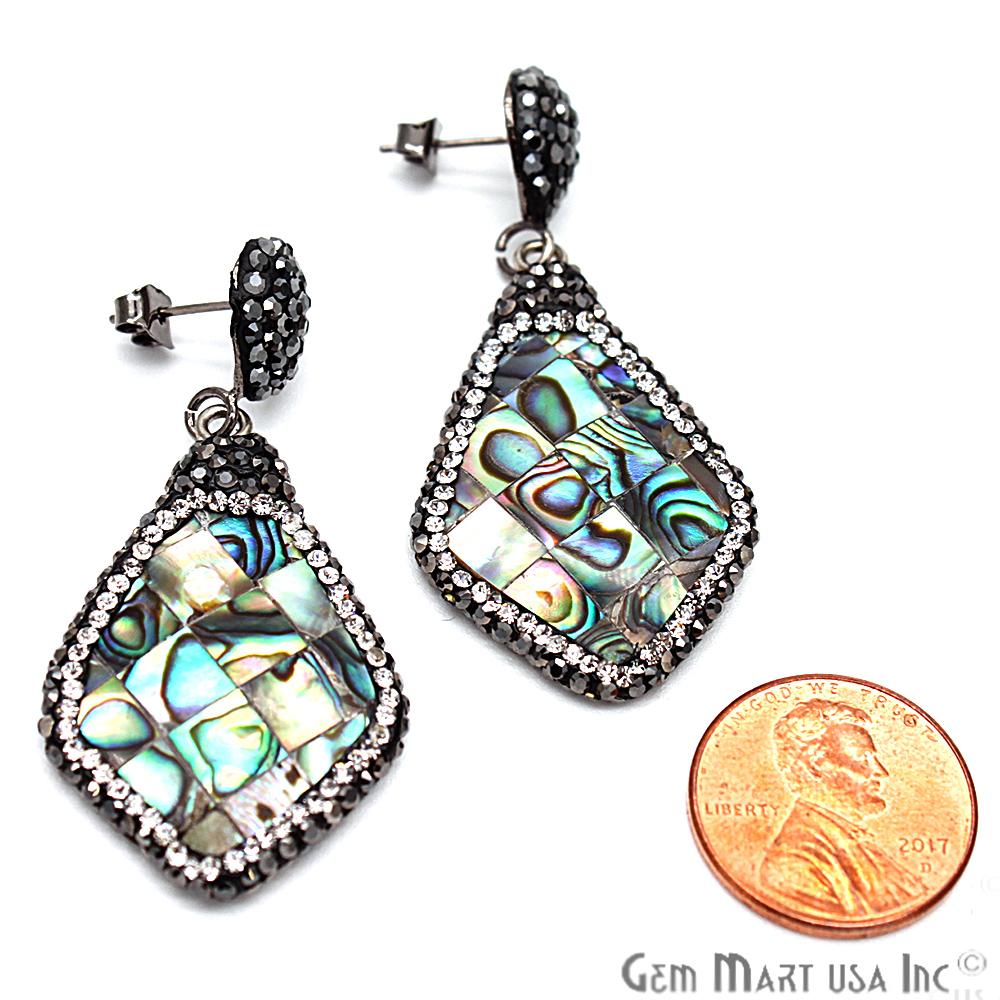 Abalone Studs Earring, Gold Electroplated Organic Shape Gemstone Shell Studs 1 Pair (CHPR-50112) - GemMartUSA