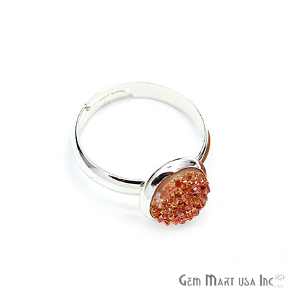 Druzy Ring, Adjustable Druzy Ring, Round Gemstone Ring, Statement Ring, (CHPR-7) - GemMartUSA