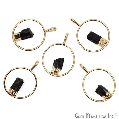 DIY Stalagmite Black Tourmaline Gold Electroplated Gemstone Pendant - GemMartUSA