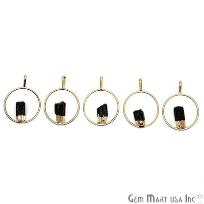 DIY Stalagmite Black Tourmaline Gold Electroplated Gemstone Pendant - GemMartUSA