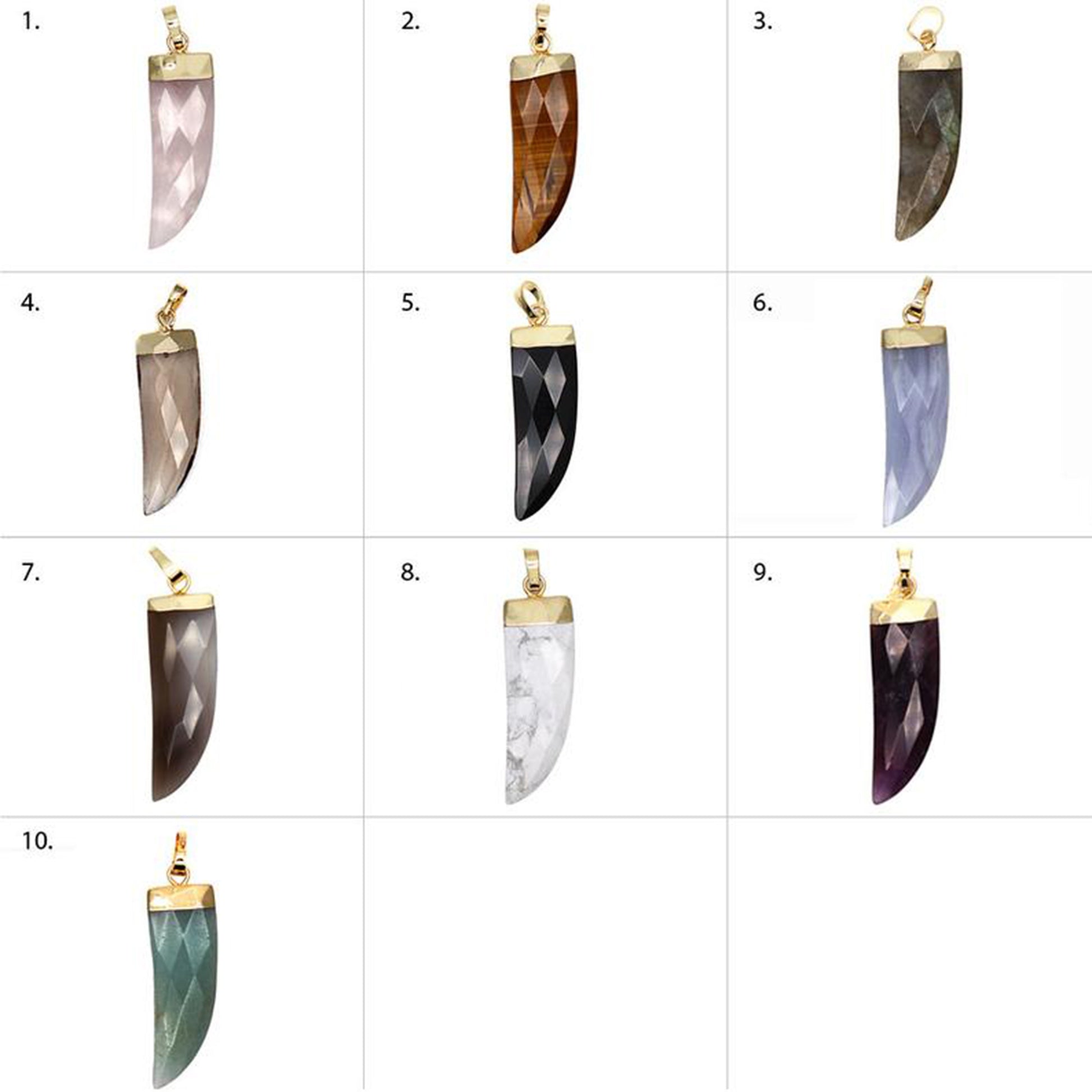 DIY Gemstone Tiger Nail Gold Plated Pendant 1pc (Pick Gemstone) - GemMartUSA