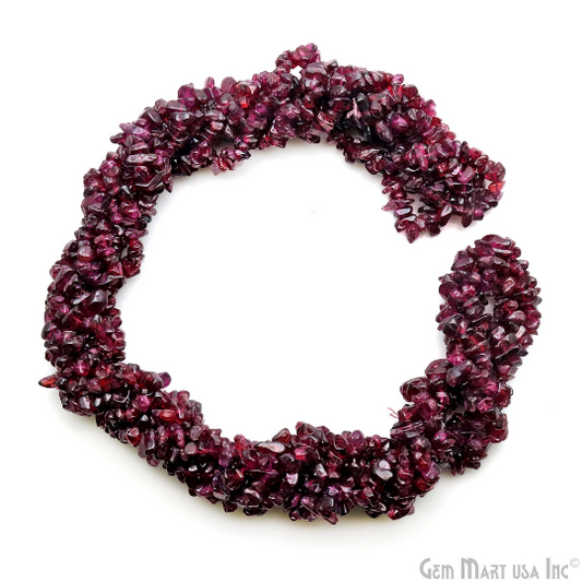 Rhodolite Chip Beads, 34 Inch, Natural Chip Strands, Drilled Strung Nugget Beads, 3-7mm, Polished, GemMartUSA (CHRD-70001)