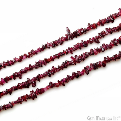 Rhodolite Chip Beads, 34 Inch, Natural Chip Strands, Drilled Strung Nugget Beads, 3-7mm, Polished, GemMartUSA (CHRD-70001)