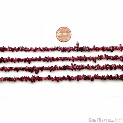 Rhodolite Chip Beads, 34 Inch, Natural Chip Strands, Drilled Strung Nugget Beads, 3-7mm, Polished, GemMartUSA (CHRD-70001)