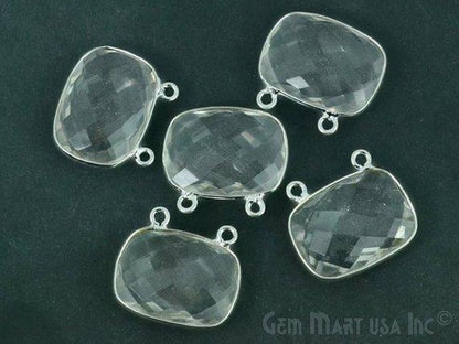 Octagon 10x12mm Cat Bail Gemstone Silver Bezel Connector