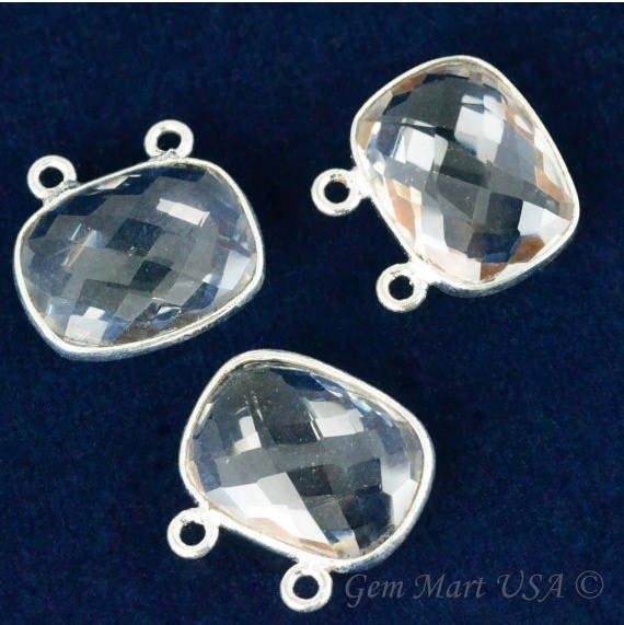 Octagon 12x16mm Cat Bail Gemstone Silver Bezel Connector