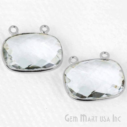 Octagon 15x20mm Silver Plated Cat Bails Gemstone Bezel Connector