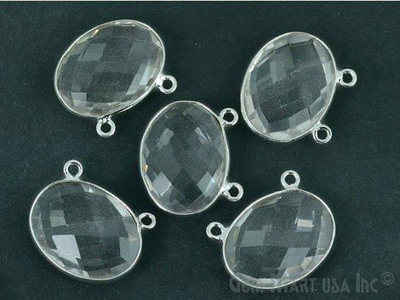 Oval 15x20mm Cat Bail Gemstone Silver Bezel Connector